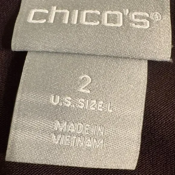 Chico's cardigan brown open double layer drape front lightweight knit  Sz 2 US L - Picture 6 of 7